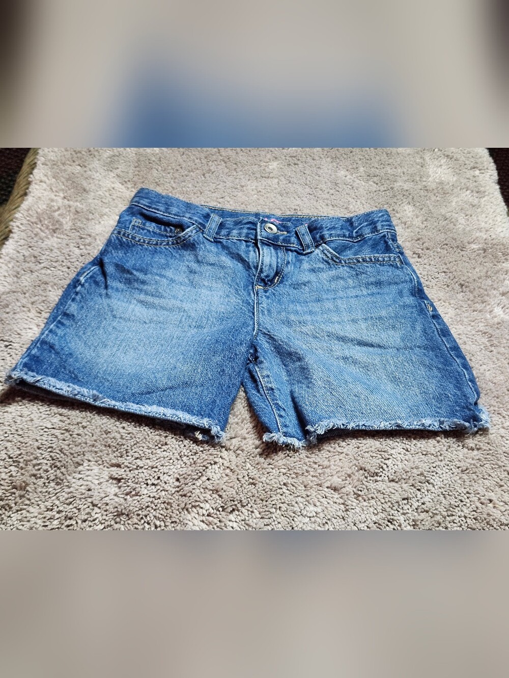 Place Classic MIDI MI-Long Blue Denim Cutoff Shorts
